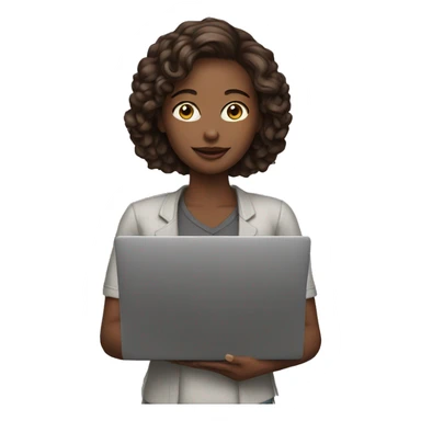 realistic woman with laptop sticker