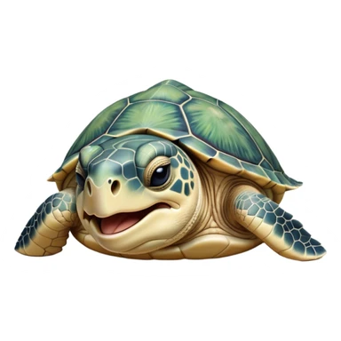 Cinematic Realistic Cute Yawning Sea Turtle Portrait Emoji, Head tilted slightly with a dramatic, wide-open yawn, showcasing a soft, textured shell and a tender, aged face with half-closed, drowsy eyes, rendered with natural shadows and delicate detail; high shine, relaxed yet expressive, styled with a dash of oceanic charm, soft glowing outline, capturing the essence of a sleepy yet affectionate sea turtle that appears ready to stretch out and drift into a peaceful nap! sticker