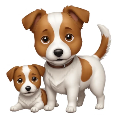 a white jack russell cross with a larger dog sticker