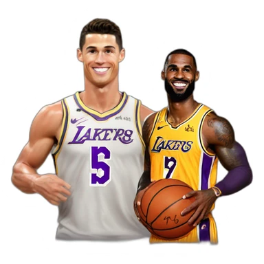 Cristiano Ronaldo as a Basketball player with Lakers Jersey of lebron James signed  sticker