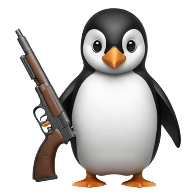 Penguin with a gun sticker