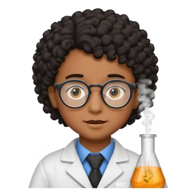 kid boy scientist brown skin, black curly hair sticker