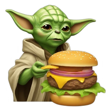 Yoda eating burger sticker
