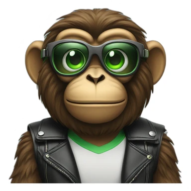 Big Monkey with green eyes and specs on motorcycle  sticker
