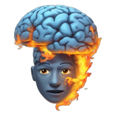 brain coming out with fire above him sticker