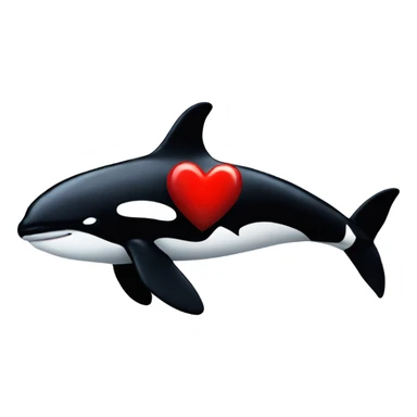 Orca with a red heart sticker
