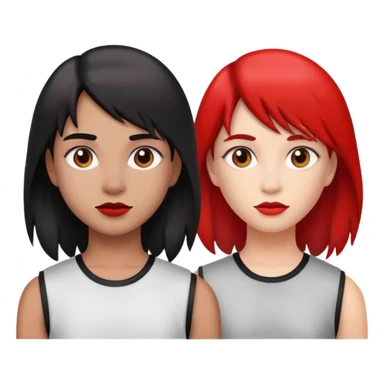 Girl with half red half black mullet sticker