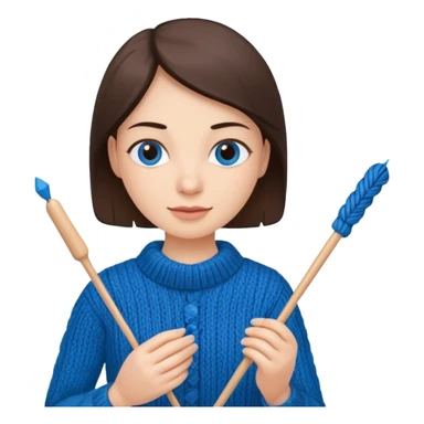 knitting needles with a ball of thread and a hand holding the knitting needles sticker