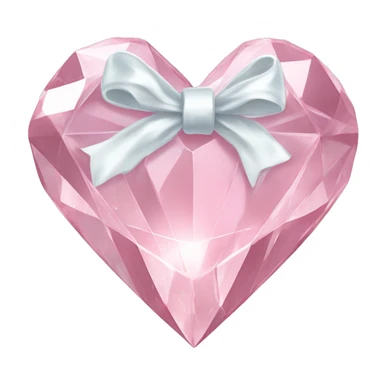 Pastel pink diamond crystal heart with white bow sticker