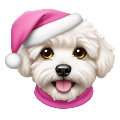 Maltipoo with a pink santa hat sticker