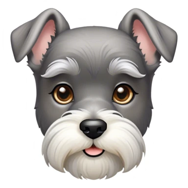 Cinematic Noble Miniature Schnauzer Portrait Emoji, Standing with a proud and stately demeanor, showcasing a sharply defined, salt-and-pepper fur with distinguished eyebrows and a confident, alert expression, simplified yet exquisitely detailed, glowing with a refined, dignified radiance, high shine, exuding intelligence and classic noble charm, soft glowing outline, capturing the essence of a noble Miniature Schnauzer that commands attention with effortless style! sticker