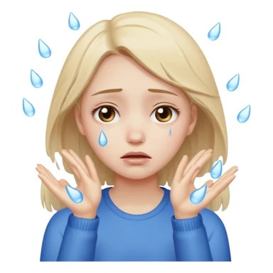 sad girl with tears, hands thrown up sticker
