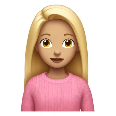 Girl with blonde hair straight down with a pink jumper on  sticker