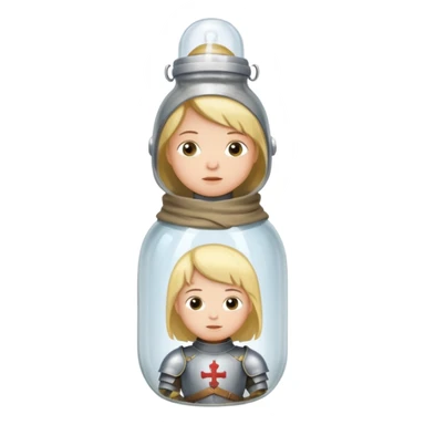 Jeanne d’arc en armure médiévale en enfermée dans un biberon  sticker