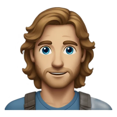 German-Italian American Man with Blue Eyes, Long Brown Hair, and Freckles sticker