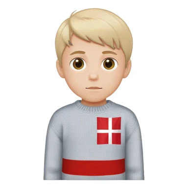 photorealistic boy in the sweater with danish flag sticker