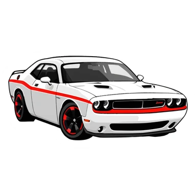 black Dodge Challenger with red front lights sticker