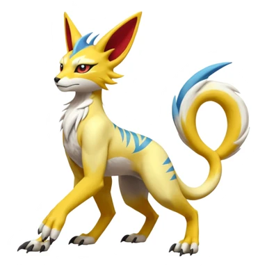 Latias-Vernid-Lombax-Koraidon-Renamon-Zeraora-Bastet-Fakémon-hybrid-fusion-creature, full body sticker