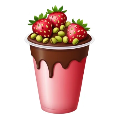 Chocolate covered strawberries with pistachio in a plastic cup sticker