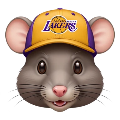 Rat wearing Los Angeles lakers hat sticker