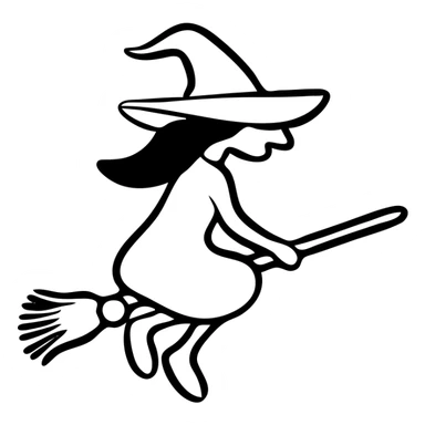 witch on a broom flying sticker