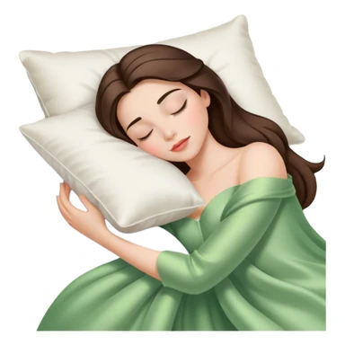 sleeping beauty brunette shoulder length hair white girl with silk pillow sticker