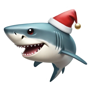 shark wearing a christmas hat  sticker