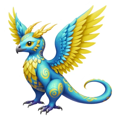 colorful lush ethereal divine winged exotic patterned beautiful elegant pretty realistic Fakémon-Digimon-Fionbri-Trico-creature (full body) sticker