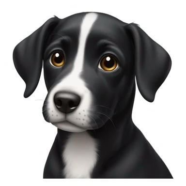 Black puppy with white stripe up nose sticker