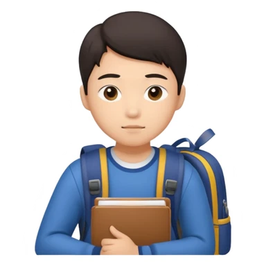 The asian student submits his work to the teacher sticker