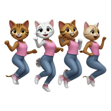 5 girls cats dancing sticker