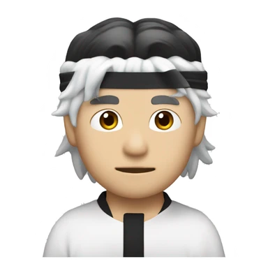 Satoru Gojo with white hair, black blindfold, and black clothing sticker