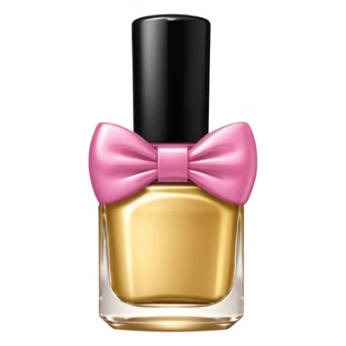 Gold nail polish bottle with bow sticker