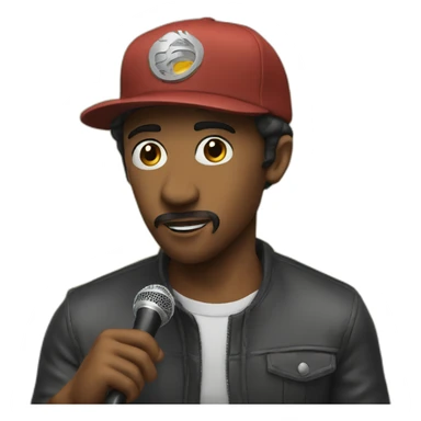 Stand Up actor with microphone in a cap sticker