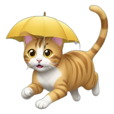 cat running under the rain sticker