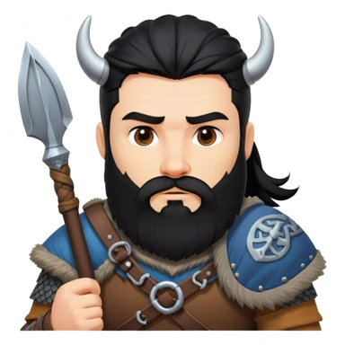 vikingo con el pelo negro y barba frondosa   sticker