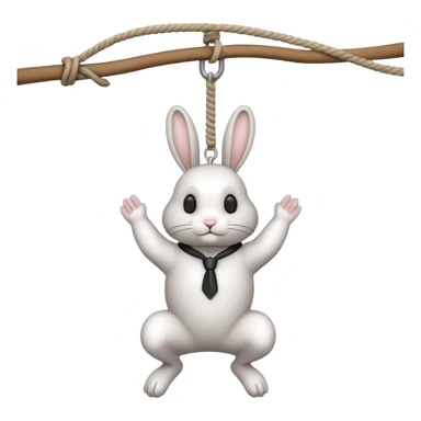 A realistic rabbit hanging tightly from a hangman’s noose  sticker