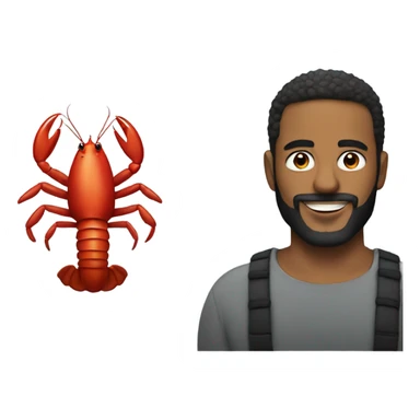 Jordan with beard hanging out a lobster sticker