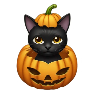 black cat in pumpkin costume sticker