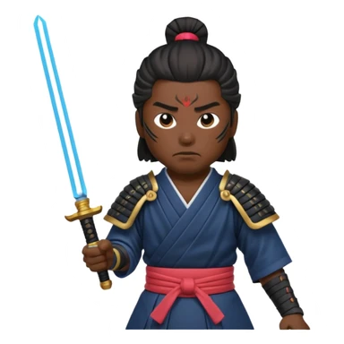 samurai with laser sword, black sticker