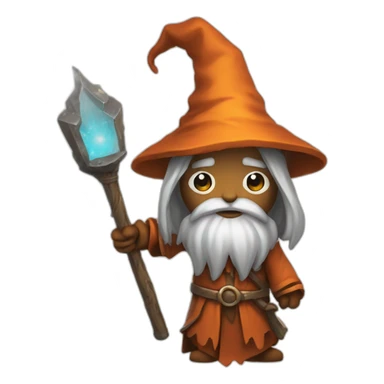 rust mascot but as a cute wizard holding staff sticker