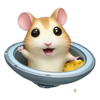 alien hamster in a ufo abducting cheese sticker