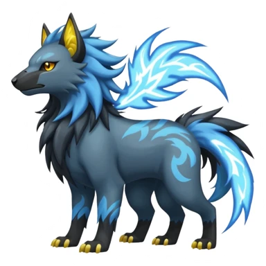Storm-Grey Cloud-Swirled Heavy-Maned Thunder-Marked Electric Luxray-Manectric-hybrid-creature (full body) sticker