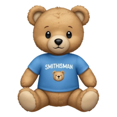 teddy bear wearing a blue tshirt that says smithsonian sticker