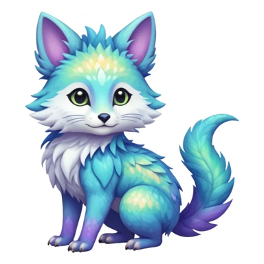 Colorful dark tropical iridescent pastel white glorious divine exotic cute cool beautiful shiny beautiful fantasy-vernid-Trico-oncilla-animal-Fakémon-hybrid-fursona (full body) sticker
