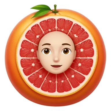 Grapefruit with fingers inside sticker