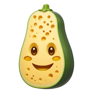 zucchini made out of cheese with a face sticker