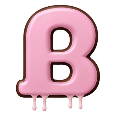 “Single pink bubble letter D, white outline, bottom dipped in chocolate with pink frosting drizzle, kawaii style, glossy, soft shading, clean outline, transparent background, Discord emoji size” sticker