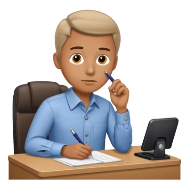 man thinking in receptionist form sticker