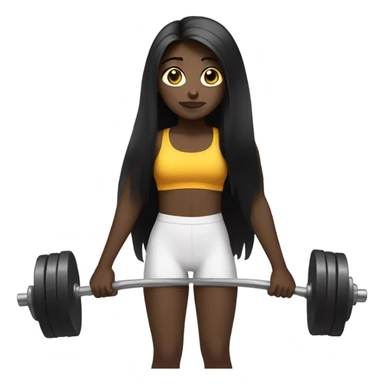 Pale girl with long black hair lifting weights sticker